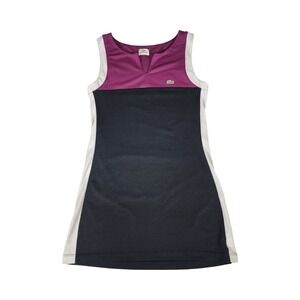 Lacoste Sport Women Tennis Dress Sleeveless Purple Black White Size 40 M